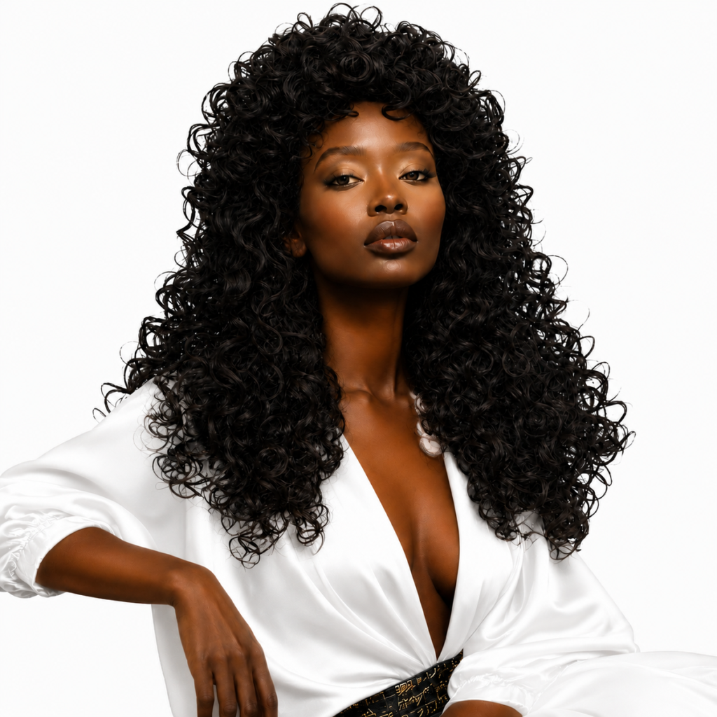 26 Inch Long Curly Natural Black