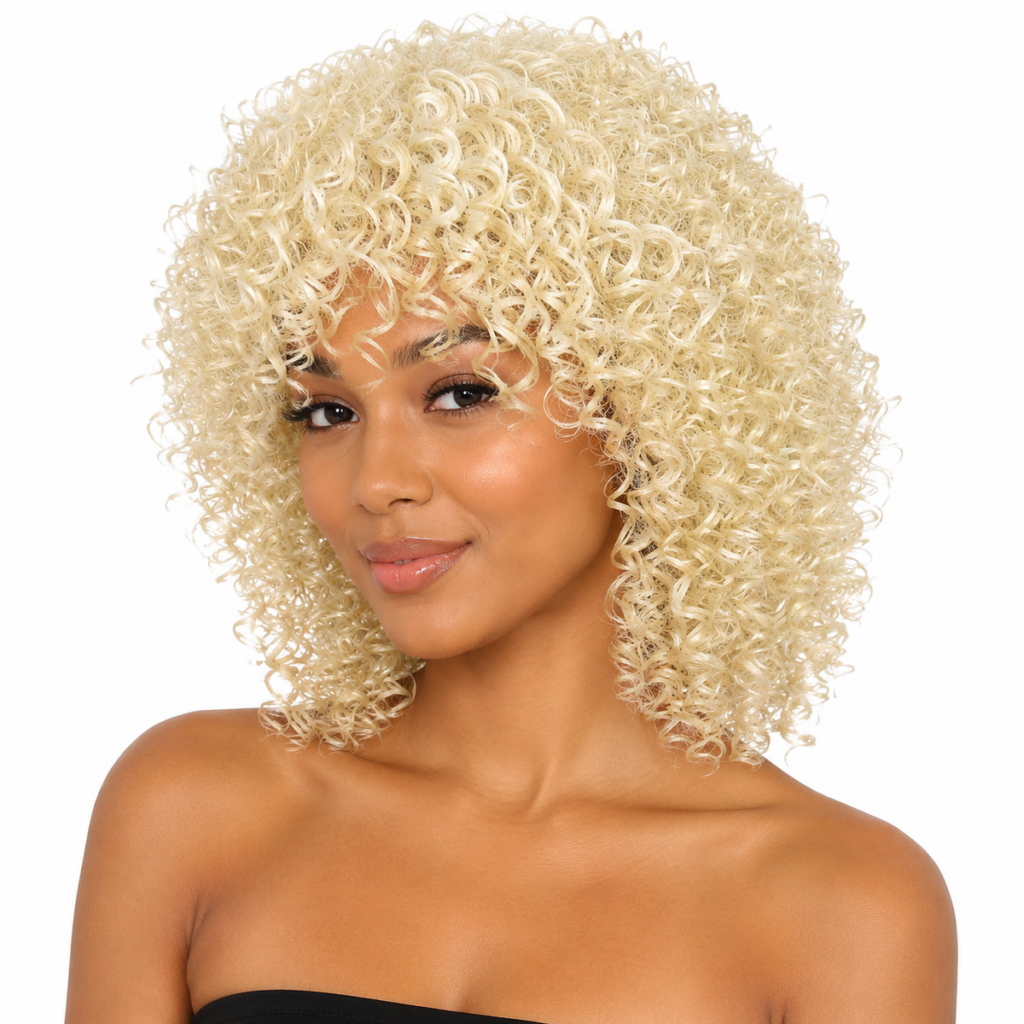 13 Inch Platinum Blonde Curly Bob