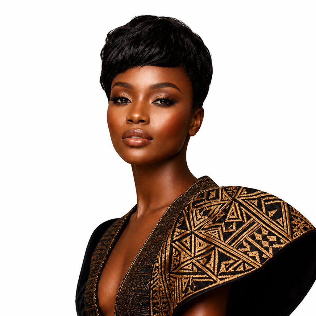 7 Inch Natural Black Short Pixie