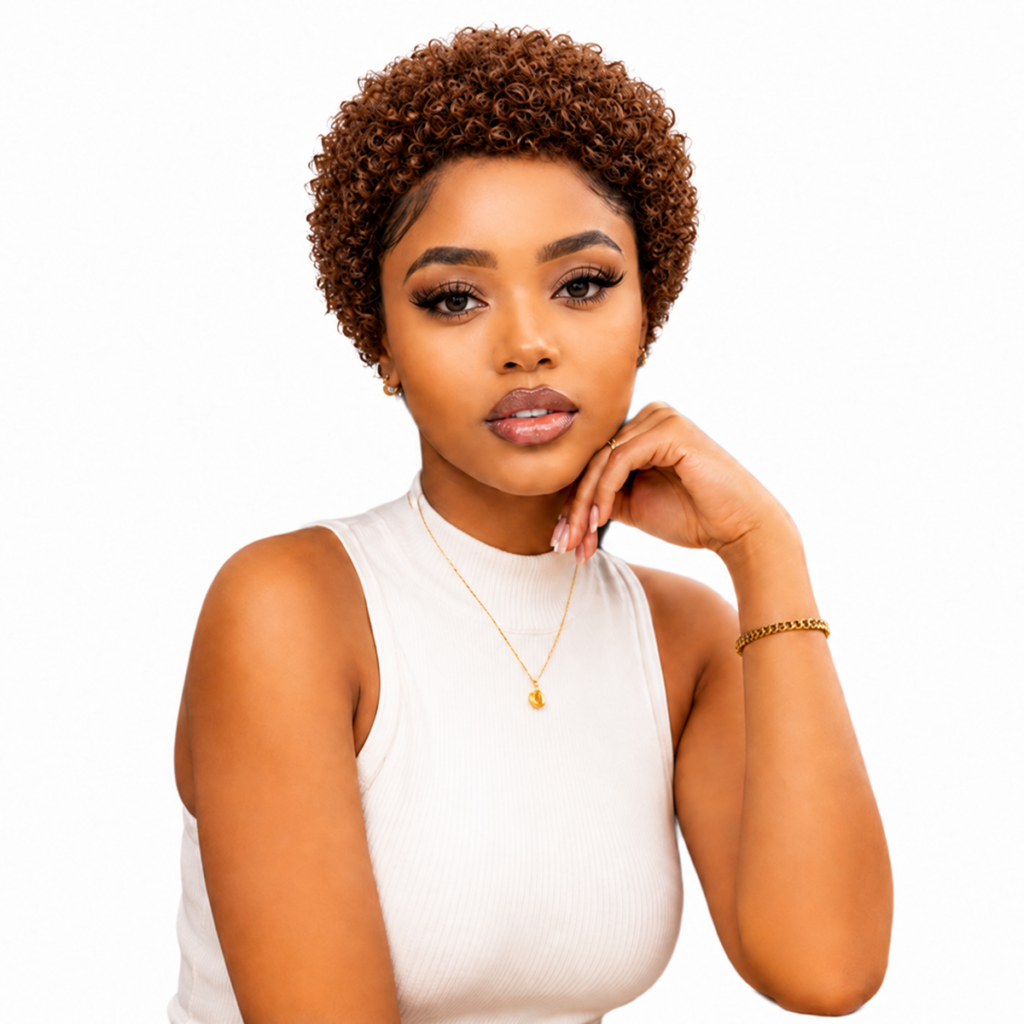6 Inch Ginger Brown Afro Pixie
