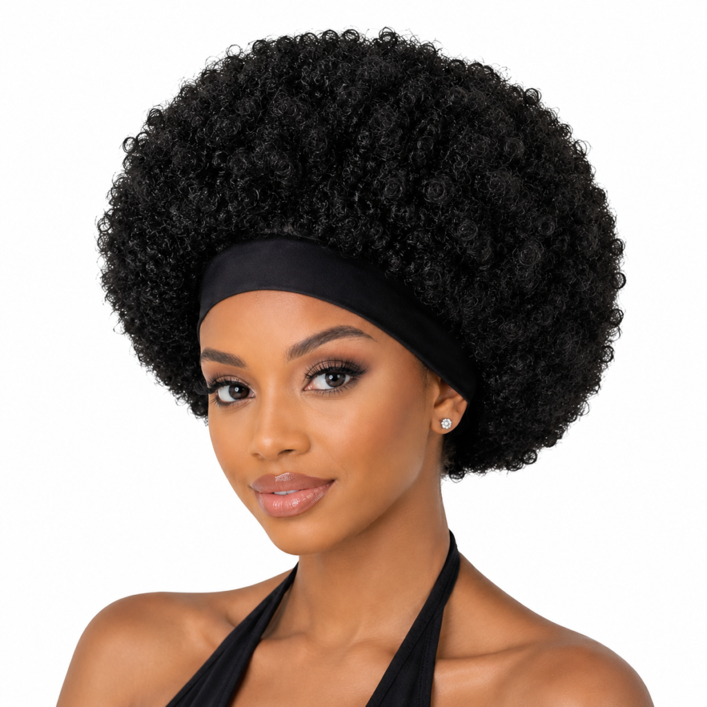 8 Inch Black Afro Curly Headband
