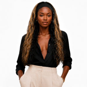 24 Inch Black Gold Headband Wig